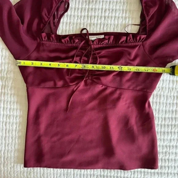 TOP SHOP WOMENS BURGUNdY AND RED BLOUSE SIZE 6🩷 - Picture 6 of 8